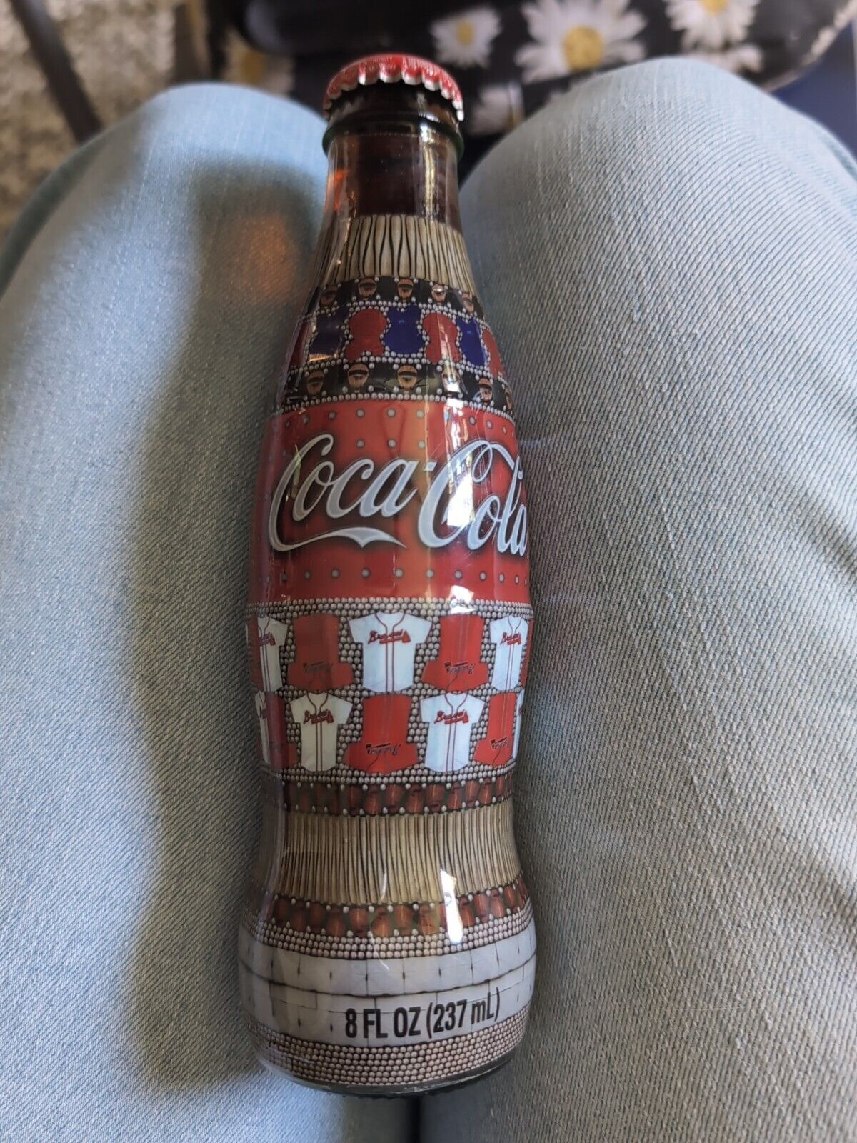 2009 ATLANTA BRAVES TURNER / SKY FIELD 8 OUNCE GLASS WRAPPED COCA COLA BOTTLE
