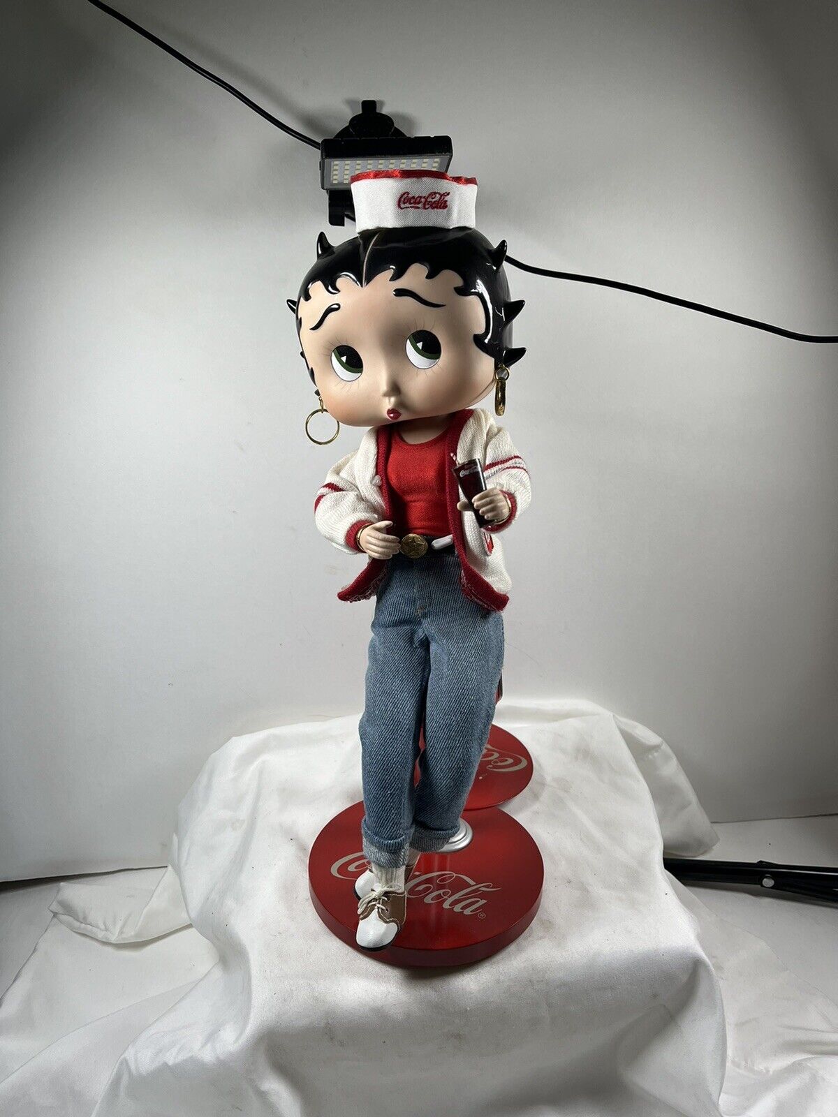 2001 Rare Coca-Cola Betty Boop 15" Porcelain Doll with Stand