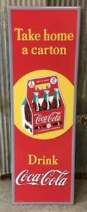 Drink Coca Cola Sign, Take Home Carton, Metal Advertising Sign, Coca Cola Decor
