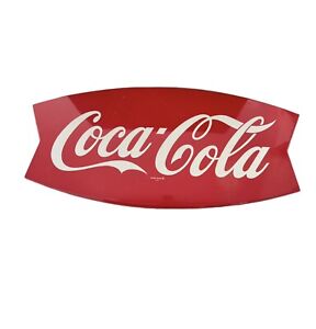Large Vintage 1962 Coca Cola Fishtail Soda Gas Station Metal Sign