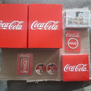 coca cola collectibles lot Includes-Silver Coin, 2 Silver Bottles, Silver Bar