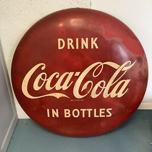 Vintage Coca Cola Button Sign 36”