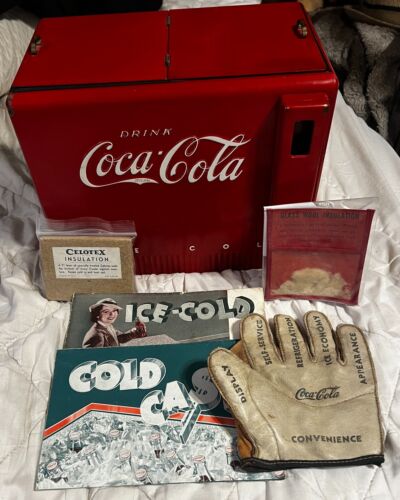 New ListingVintage 1939 Coca Cola Cooler SALESMAN SAMPLE with SALES GLOVE