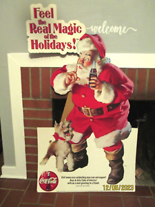 1999 Coca Cola SANTA & WESTIE Xmas Display Stand 48" tall by 28" wide NEVER USED