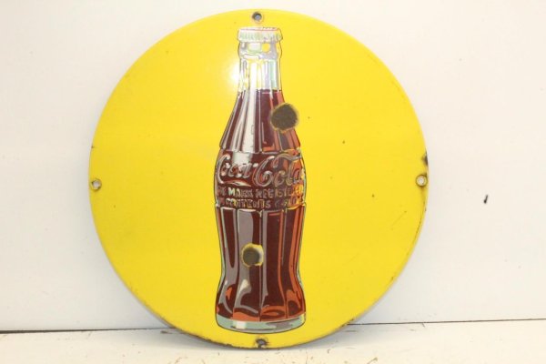 Vintage Original Coca Cola 15 3/4" Porcelain Sign Marquee Coke Pepsi Dr Pepper