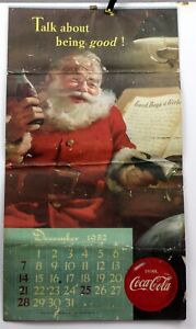 Original 1953 COCA-COLA 12" x 22" Calendar Complete w/1952 & 1953 December Santa
