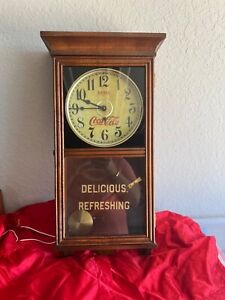 Vintage 1970’s Coca-Cola Pendulum Clock Battery Operated