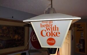RARE LARGE VINTAGE 1960'S COCA-COLA TGBWC LIGHTUP HANGING LAMP ADVERTISING SIGN