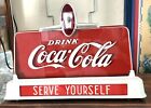 VINTAGE 1948 COCA-COLA "SERVE YOURSELF" NOS LIGHTUP SIGN WORKS 12" X 20"
