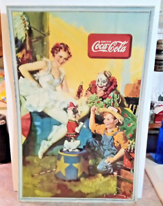 RARE 1936 COCA-COLA Cardboard SIGN Sundbloom Ballerina & Clown...WOW!