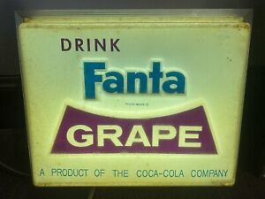 Rare Vintage Drink Fanta Grape Lighted Sign Works Coca-Cola Advertising Display