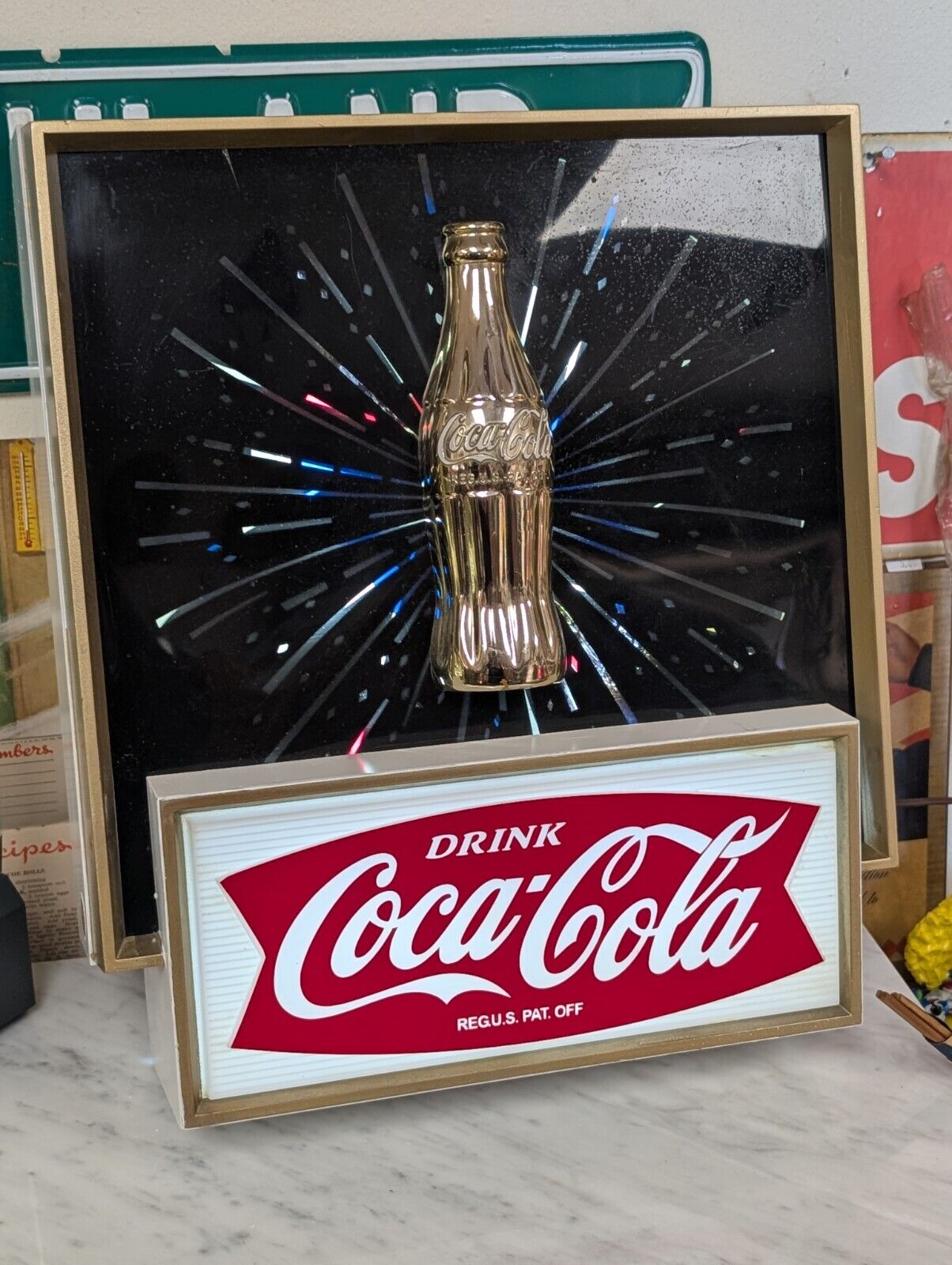 Vintage 1960's Coca-Cola Starburst Motion Lighted Sign Price Brothers Coke