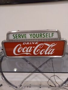 ORIGINAL COCA COLA SIGN 1940S 1950S LIGHT UP SIGN, LIGHTED SIGN RARE CLEAN