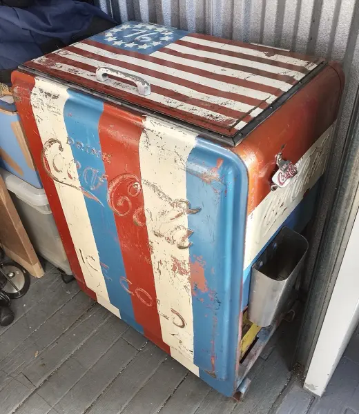 Old Coca Cola Junior Ice Chest Cooler Flip Top W/Bottle Opener, Cap Catcher