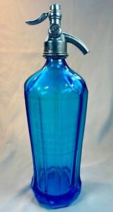 Vintage 26 oz. Coca-Cola Bottling Co Blue Czech Glass Seltzer Bottle