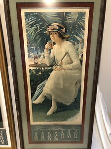 1917 COCA-COLA PAPER LITHOGRAPH CALENDAR ORIGINAL “CONSTANCE” FRAMED ADVERTISING