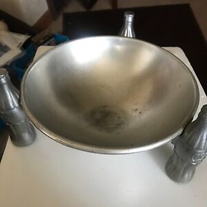 VINTAGE 1935 COCA COLA ALUMINUM BOWL COKE BOTTLE LEGS BRUNHOFF PRETZEL DISH