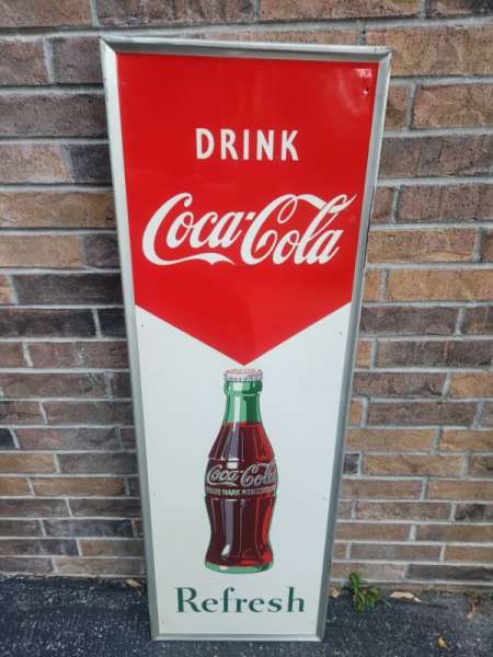 Vintage 1949 COCA COLA BOTTLE ADVERTISING Sign Vertical