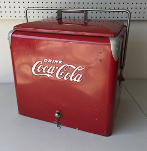 Original 1950s COCA COLA Metal Cooler Ice Chest - Progress Refrigerator Co.