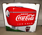 1950-COCA-COLA FOUNTAIN DISPENSER PORCELAIN DOUBLE SIDED SODA VINTAGE SIGN-28"