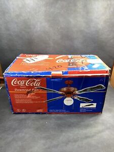 Vintage 1998 Coca Cola Downrod Fan 4 Blade Ceiling Fan Sportscart S0314
