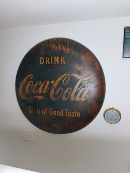 vintage coca cola sign 36" diameter