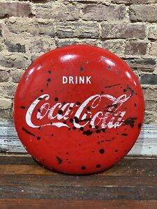 Vintage 1950’s Coca Cola 24 Inch Button Sign Free Shipping!!