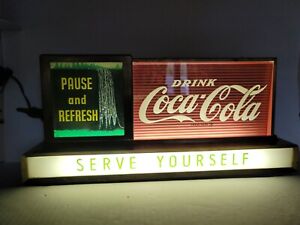 Coca Cola Coke 1950's Light Up Pause Counter Sign Display Works