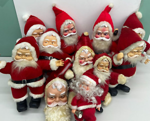 VTG LOT 11 Santa Claus Xmas Coca Cola Plush Toy Rubber Faced Dolls Richs 60s 70s