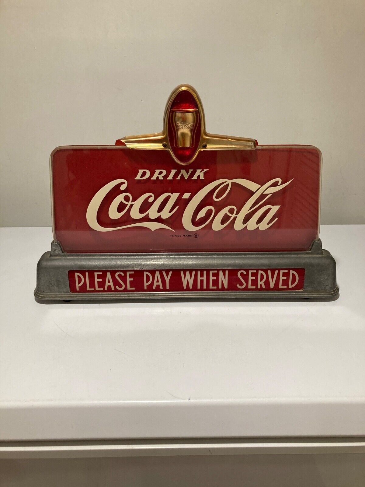 Original Vintage Coca Cola Counter Light Up Soda Pop Advertising Sign Work