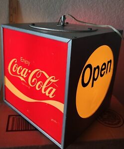 Vintage 1970’s Coca-Cola Cashier’s  Cube Light-Up Open Sign