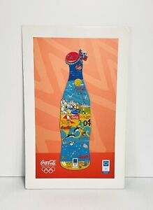 2004 Coca Cola Pin Bottle Puzzle Art Athens Olympics Limited Edition 9”x 14”