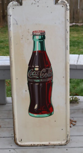 Vintage Original 1949 COCA COLA PILASTER Sign with Bottle AM 3-49  soda pop