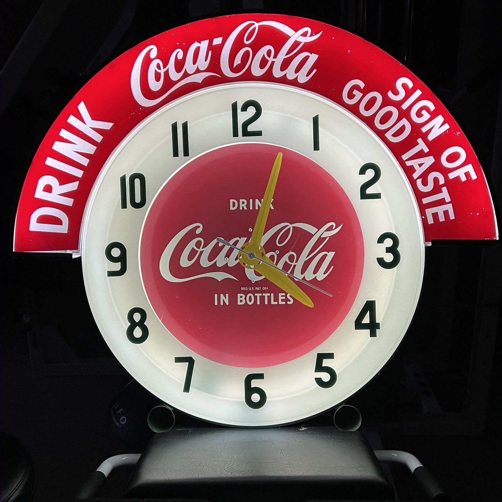 Coca Cola Vintage Neon Clock / Sign by Cleveland Electric Neon Clock Company