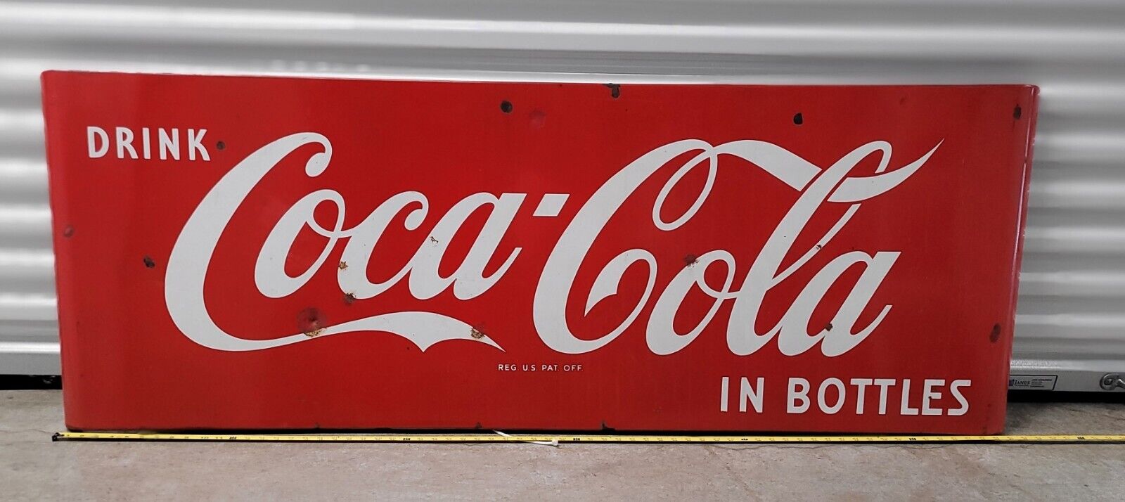 Vintage Coca Cola Large Metal Sign 5.5 ft X 2 ft MSG ME w Questions Or OFFER
