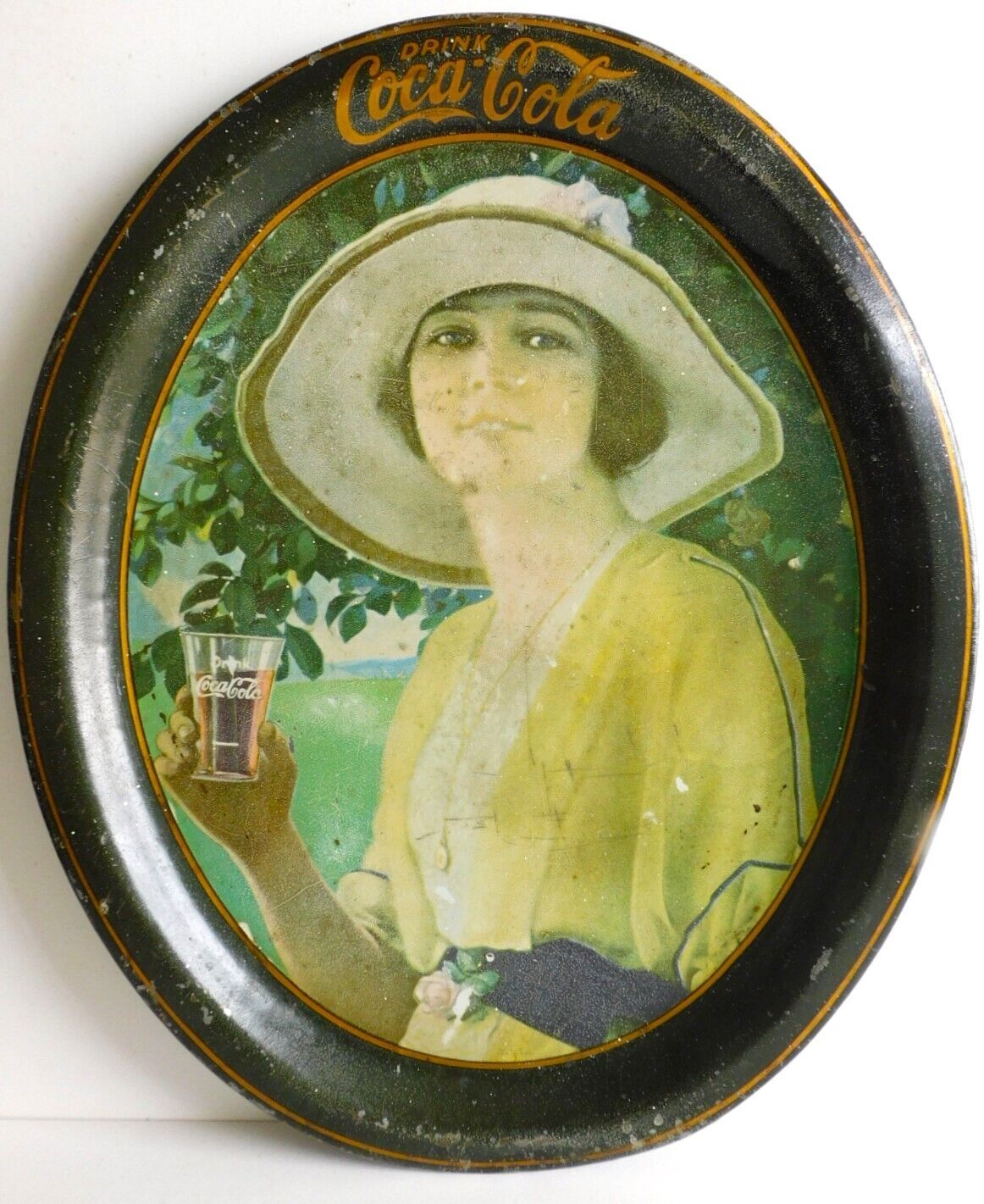 Rare Original 1920 Coca-Cola "Golfer Girl" Oval Serving Tray (see description)