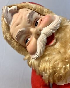 Vintage Rushton Rubber Face Santa Claus Plush Coca Cola White Boots No Bottle