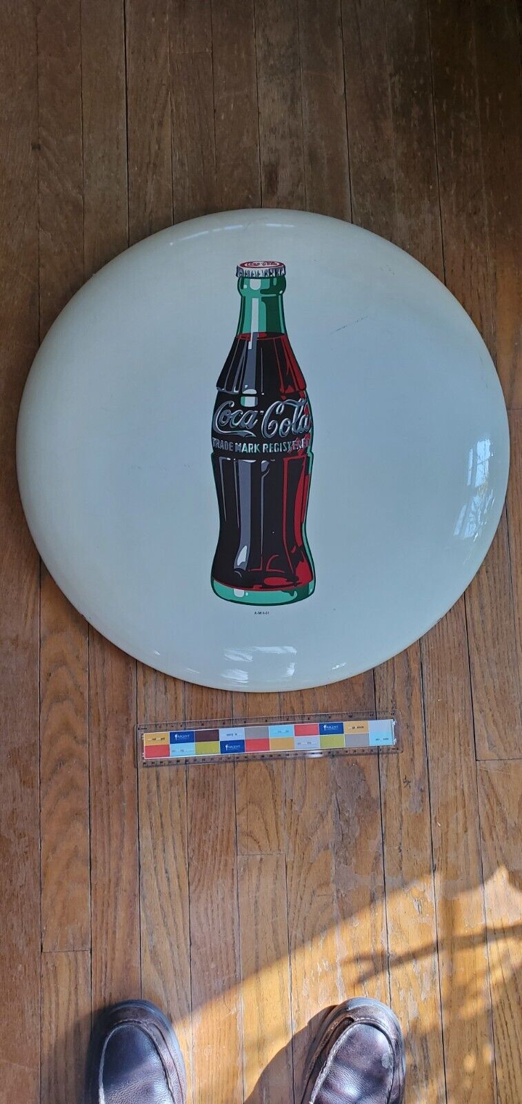 Vintage 1950's Original 24" White SST Coca Cola Bottle Button Metal Sign