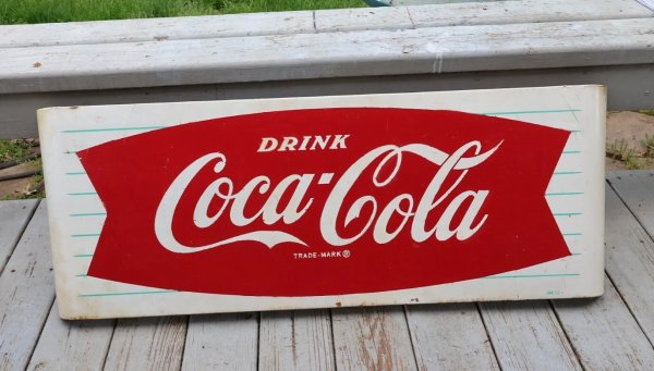 Vintage COCA COLA Fishtail Sled Soda Pop Sign AM 13