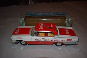 1960s Coca Cola Taiyo Tin Ford Sedan Friction Toy with Box