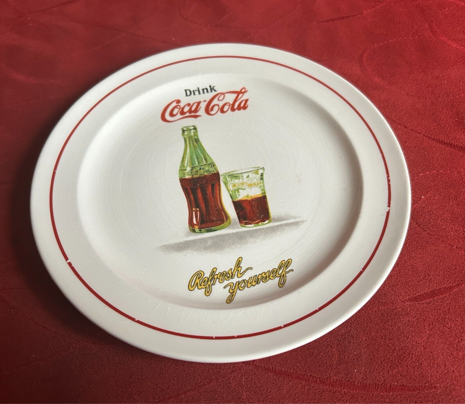 Coca Cola 1930s Sandwich Dinnerware China Plate Thompson USA Normandie Rare!