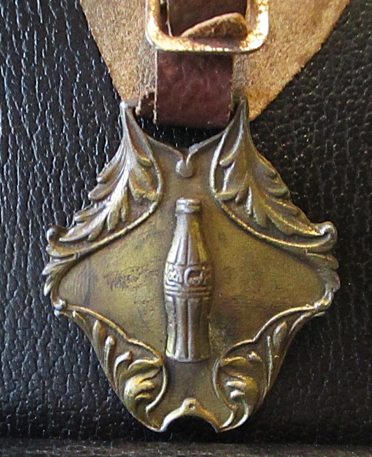 Coca-Cola Bottle of Pop Brass Pocket Watch Fob Vintage Antique Advertising Promo