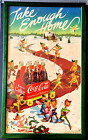RARE!!! Vintage Coca Cola Christmas Elves Toy Bottle Wagon  Advertising Sign
