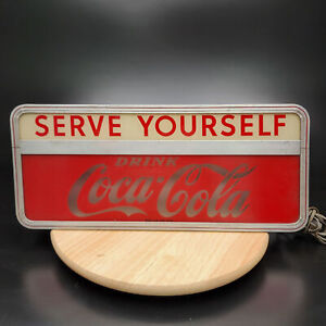 Antique Genuine Price Bros. Coca Cola Lighted Sign - Serve Yourself Drink Theme