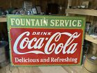 Large Double Sided Coca-Cola Fountain Service Sign 60” x 42”