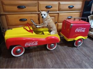 Rare Coca Cola Pedal Car Trailer  Cooler Gearbox Advertising