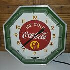 Vtg 90s Repro COCA-COLA OCTAGON NEON CLOCK 1941 Silhouette Girl SODA Advertising