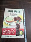 New ListingOriginal Vintage 1952 Coca-Cola Hamburger Sandwich Counter Sign 30¢ Advertising