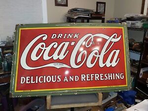 Large Antique Coca-Cola Porcelain Sign