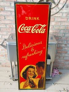 New ListingVintage 1941 Vertical Coca Cola Sign, Delicious & Refreshing